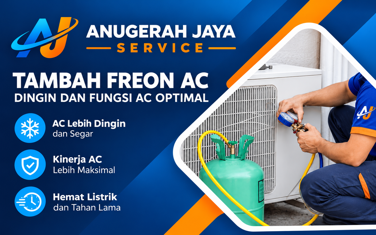 Tambah freon 0,5-1 PK